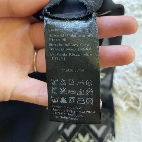 Maison Scotch Mademoiselle Top Blouse Black Aztec - Picture 15 of 16